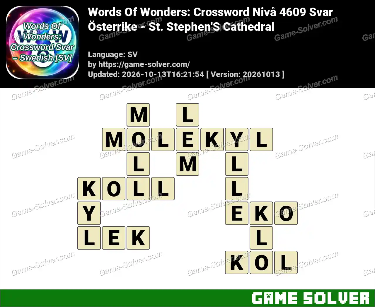 Words Of Wonders: Crossword Nivå 4609 Svar – Österrike – St. Stephen’S Cathedral